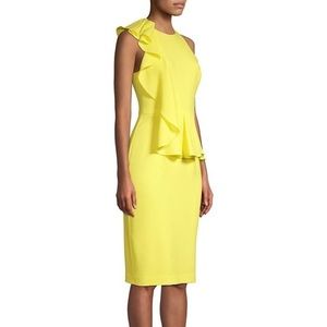 Black Halo Yellow Ruffle Dress
